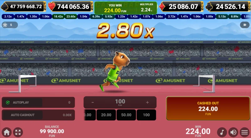 Cashybara Athletics Edition – Erfolgreicher Cash-Out und Gutschrift des Gewinns